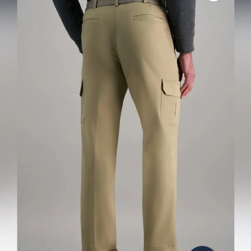 Men's Haggar Tan Stretch Cargo Pants Sz 34X30 NWT_3